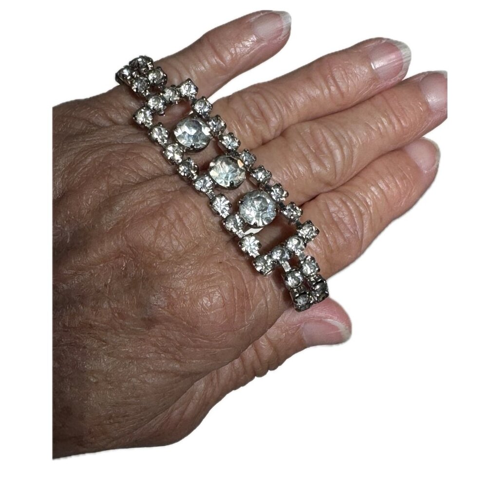 Rhinestone Bracelet Vintage Tennis Art Deco Style